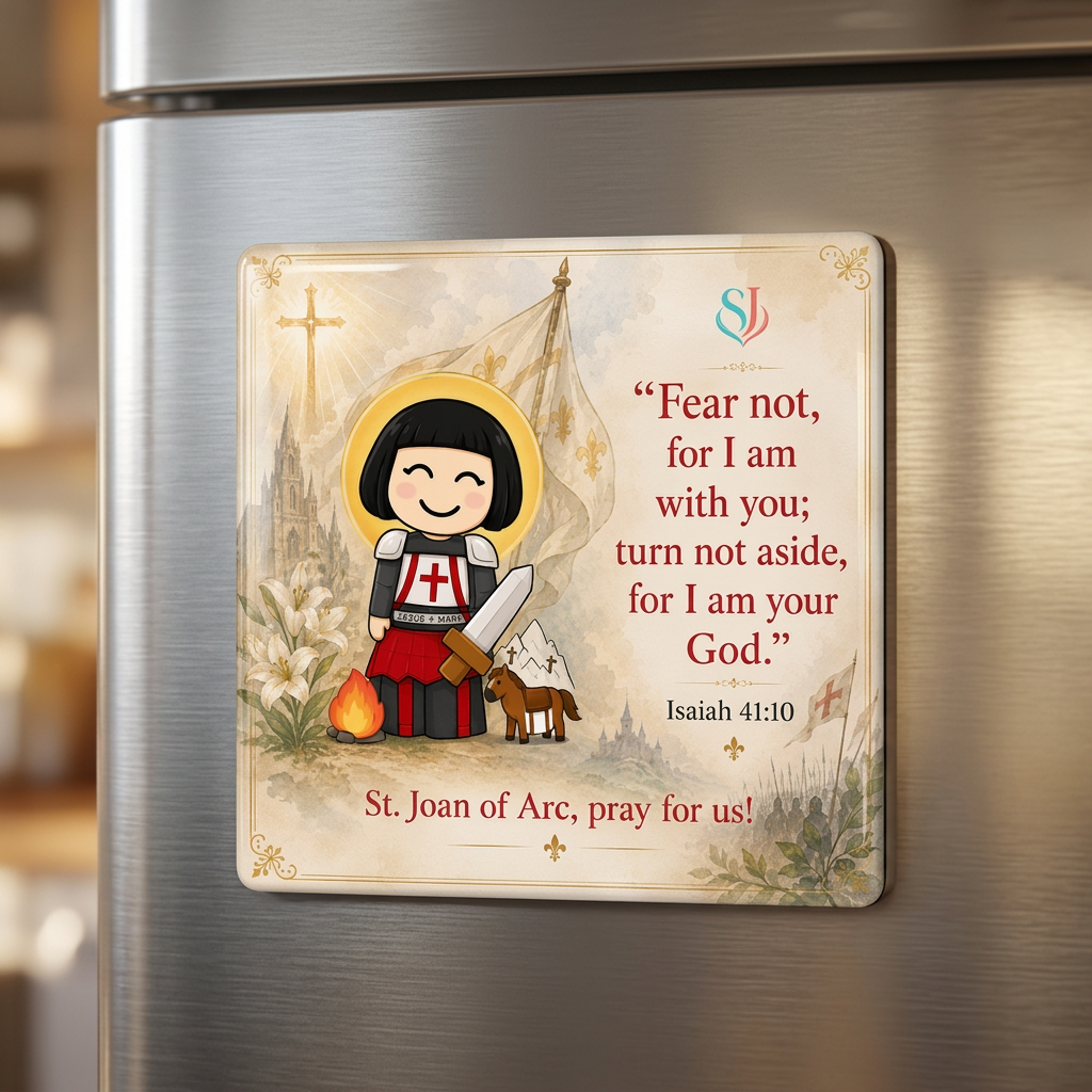Saints Magnets displayed on a refrigerator door
