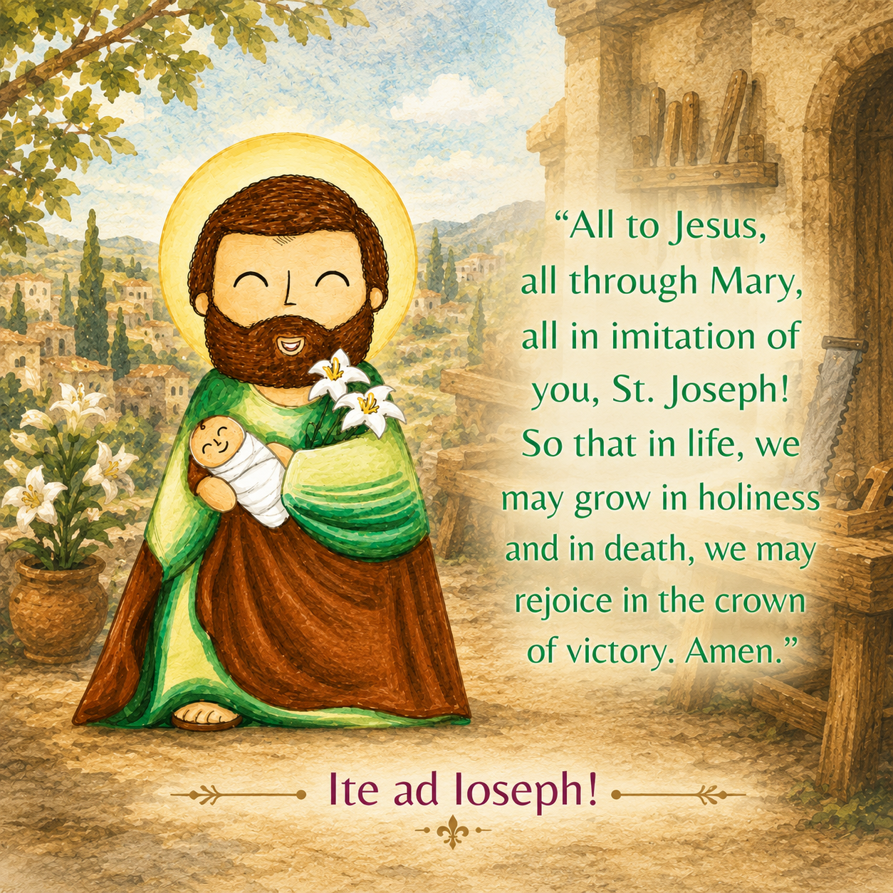St. Joseph magnet artwork — Ite ad Ioseph